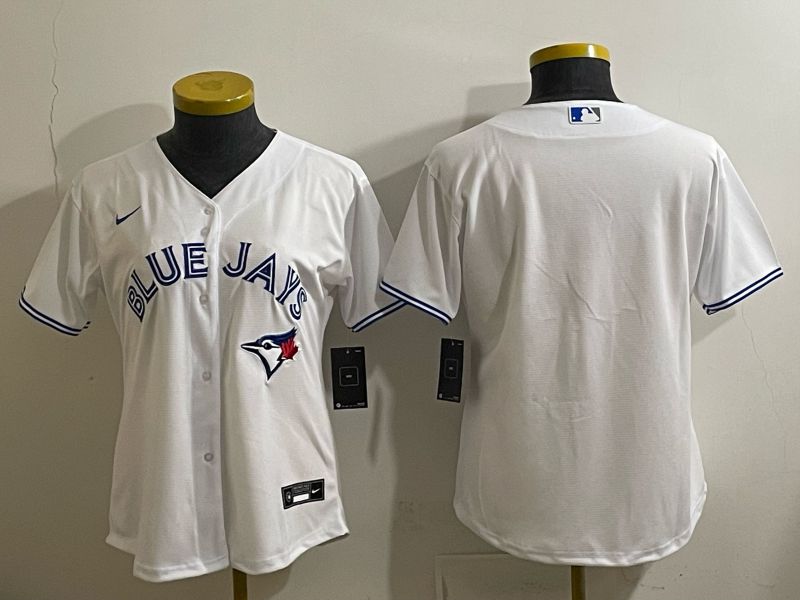 Women 2025 Nike Toronto Blue Jays Blank White Game MLB Jersey 01